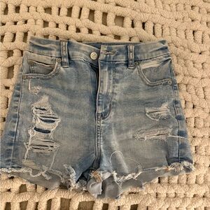 American Eagle Outfitters Light Blue Distressed Jean Shorts